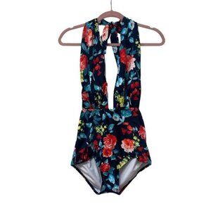 COCOSHIP Women's Retro Backless Floral One-Piece Swimsuit Multicolor Size XL